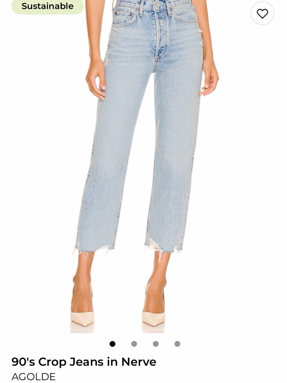 Agolde 90's Crop Jeans in Light Blue - Raw Hem Straight